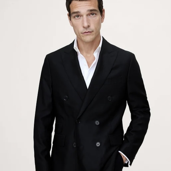 Banana Republic Black Double-Breasted Suit